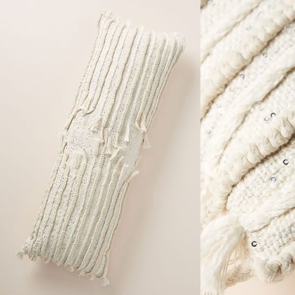ANTHROPOLOGIE Fringed Sequinned Accent Pillow - Picture 1 of 7